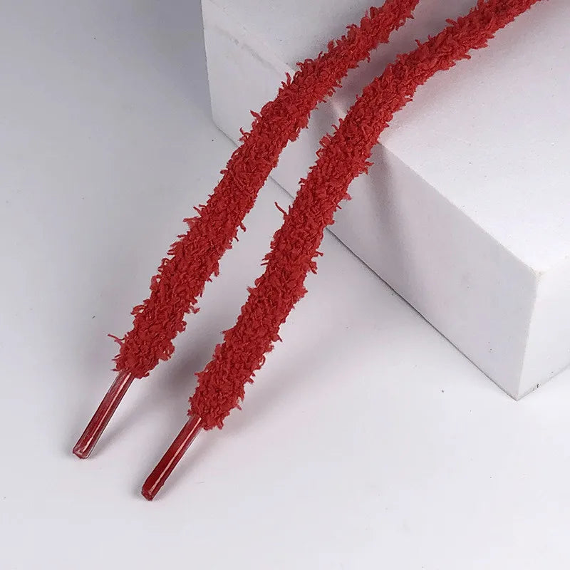 0.8cm width 1 Pair Cute Plush Sneakers Shoelaces Men Women High-top Casual Canvas  White Flat Shoes Laces Strings Accessories