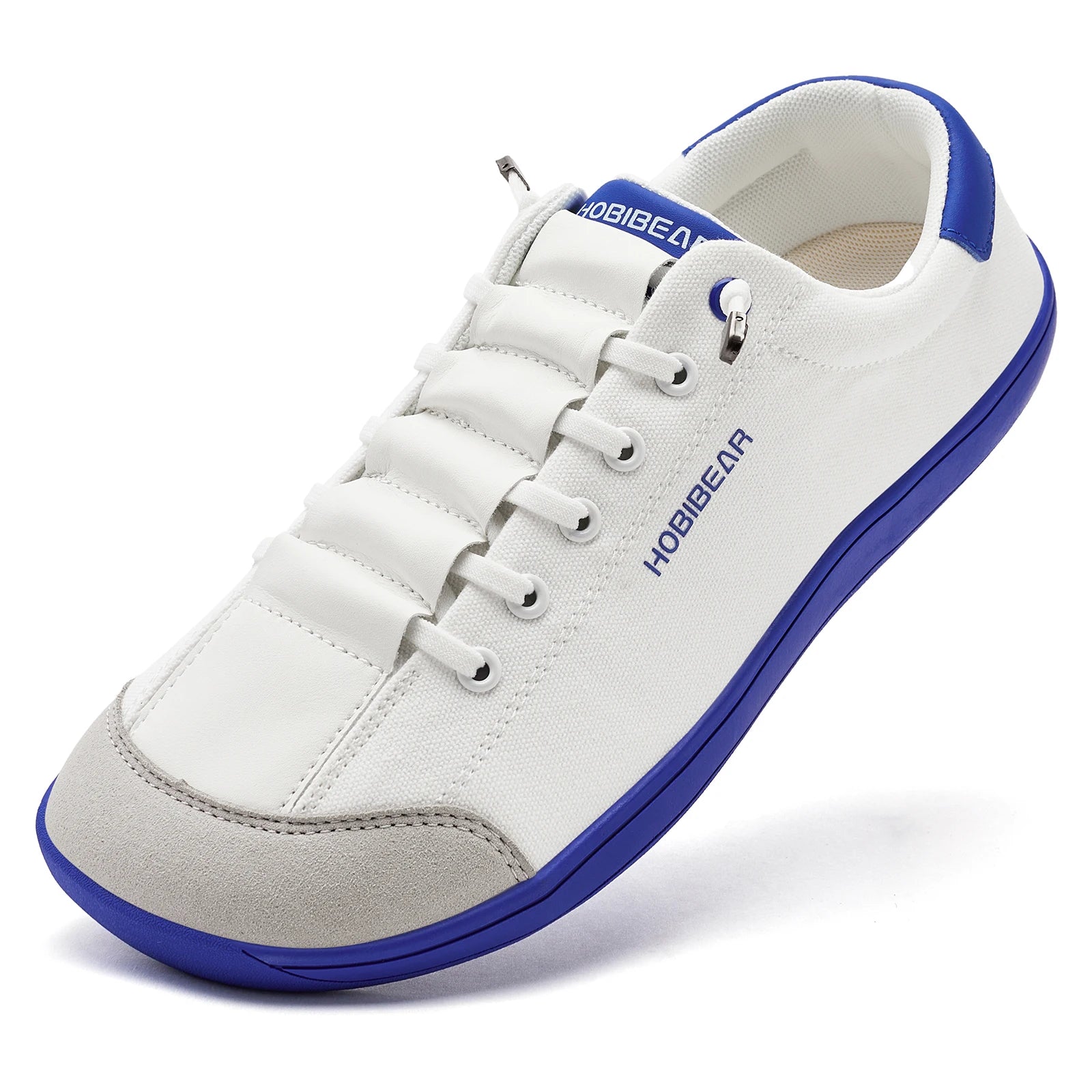 HOBIBEAR Wide Toe Barefoot Shoes for Unisex Minimalist Artificial Leather Sneakers Lightweight Adjustable Slip On Walking Shoes