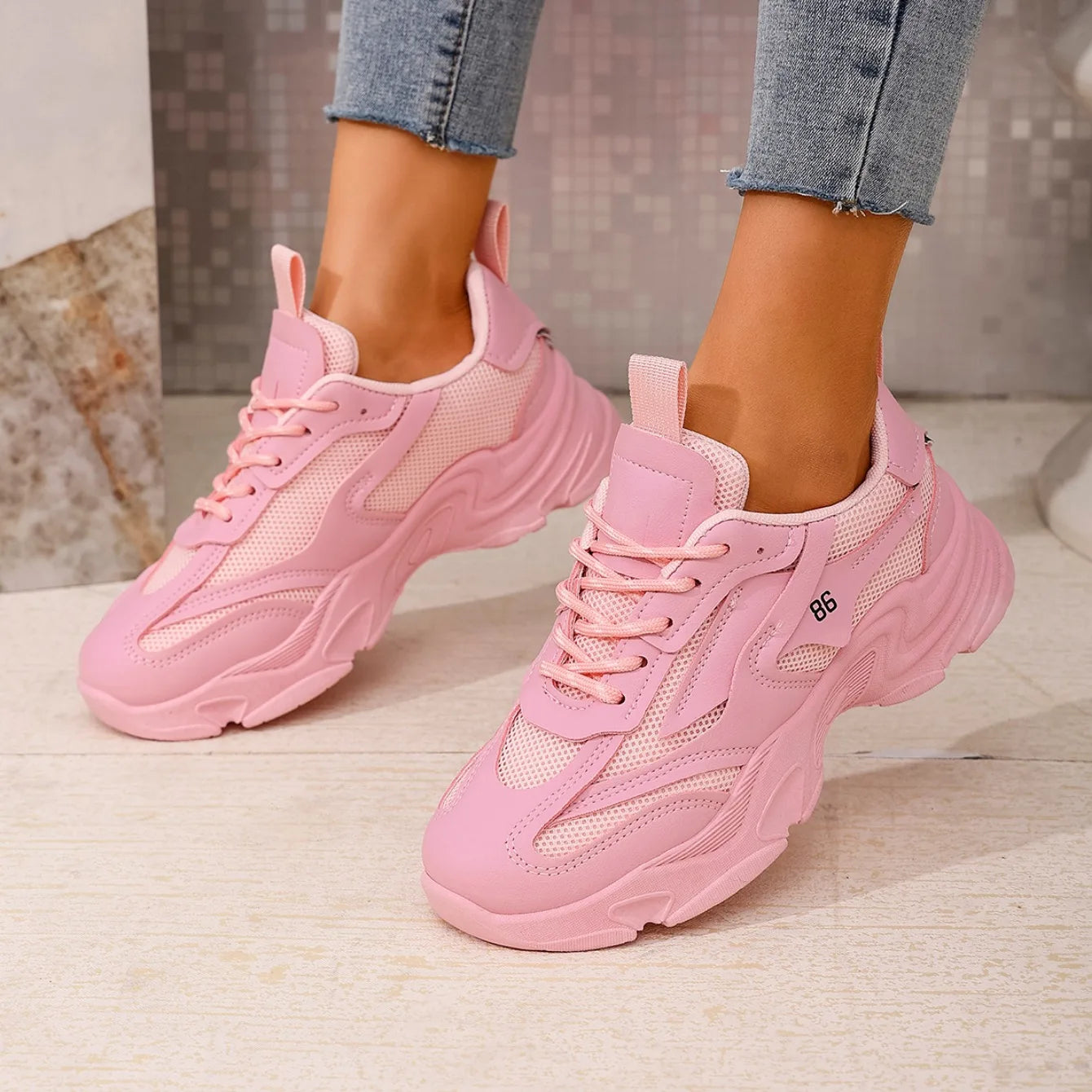 Women Sneakers 2024 New Fashion Chunky Outdoor Tennis Sneakers Women  Platform Comfortable Lightweight Designer Shoes Women