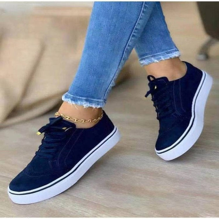 Sneakers Women Fashion Spring Autumn Chain Leather Comfortable Round Toe Platform Sneakers Lace Up Walking Women's Shoes 35-43