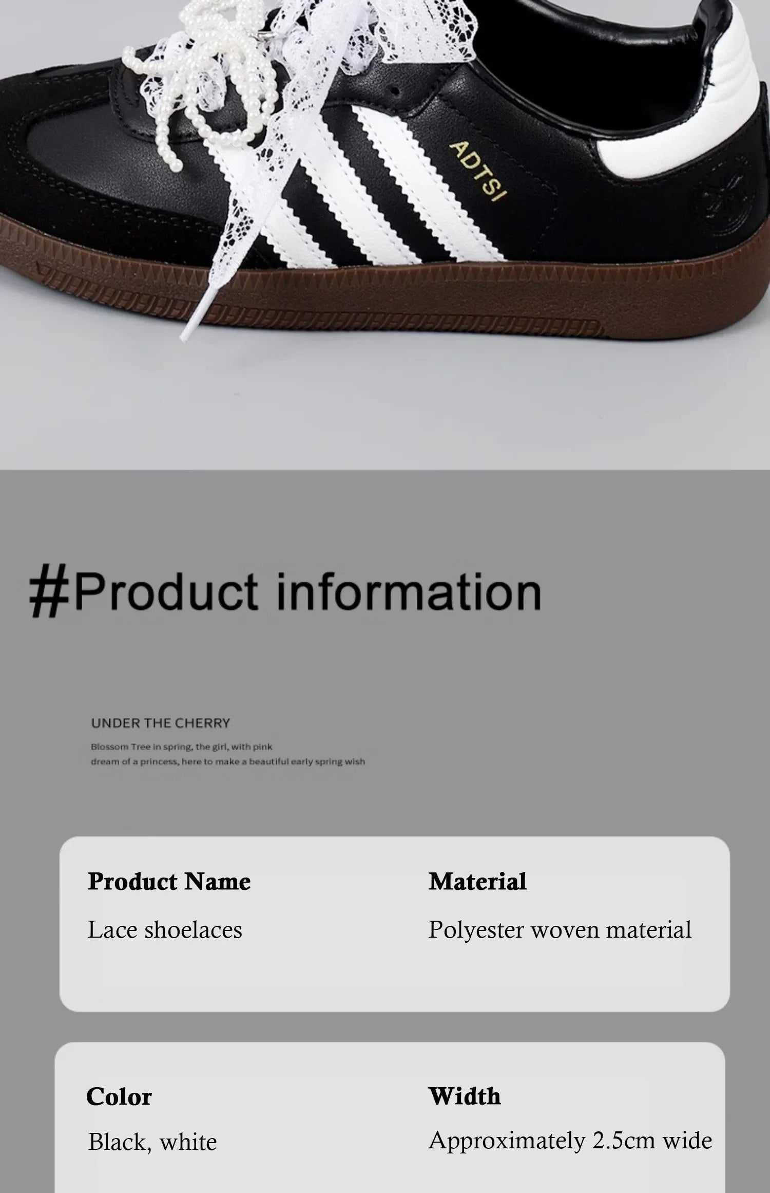 Fancy Lace 2.9CM Width Flat Shoelace for Sneakers Shoelaces for Women Casual Shoes Black White Shoe Laces Accessorices