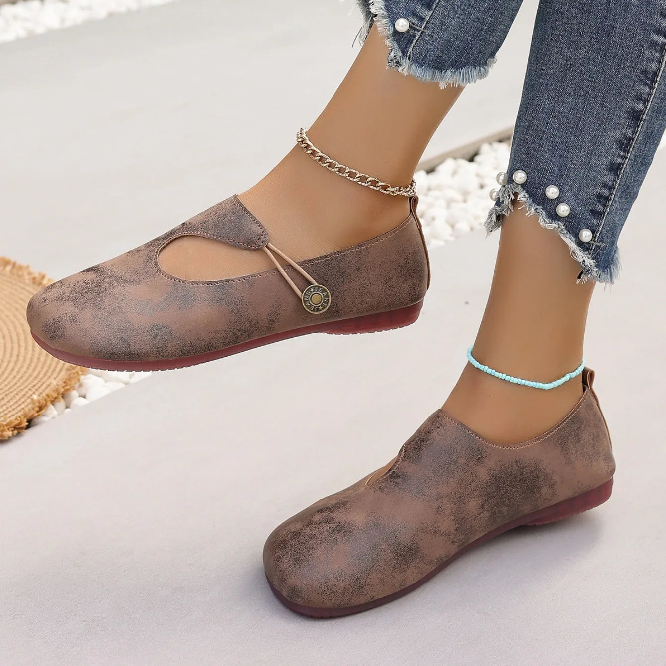Women Sneakers 2024 New Retro Leisure Leather Shoes for Women Comfortable Slip-proof Breathable Round-headed Sneakers Women