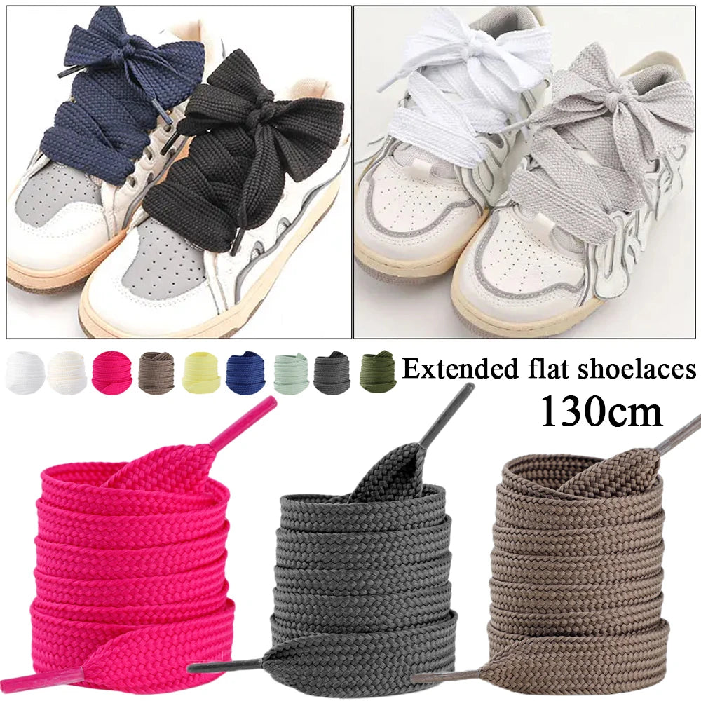 1 Pair Shoelaces Flat Thicken Weave Craft Off 2cm Wide Black White Shoe Laces High-top Sneaker Canvas Shoelace Accessories