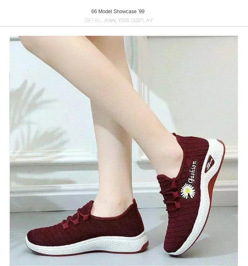 Fashionable Sports Shoes for Women, Thick and Breathable Soft Soled Mesh, Lightweight Casual Shoes, Trendy Coconut Shoes