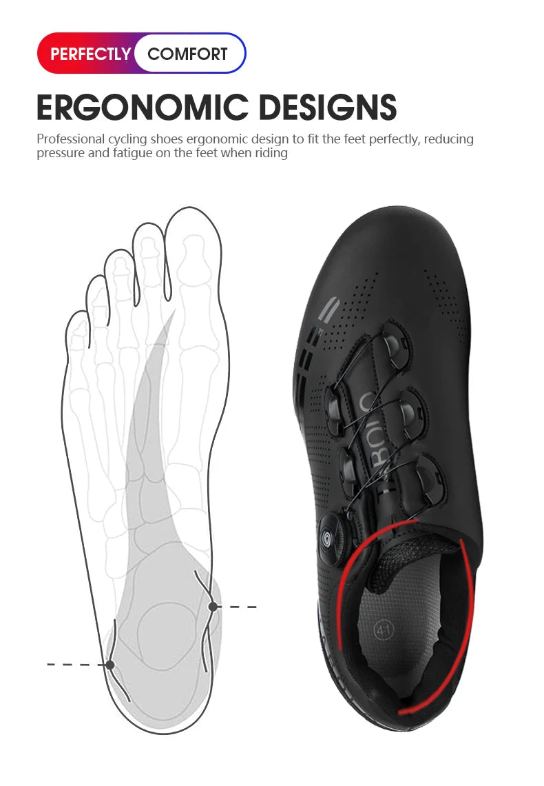 Men's Cycling Shoes Road Bike Shoes Self-locking Cleats Speed Cycling Sneakers Outdoor Racing Route Athletic Bicycle Footwear