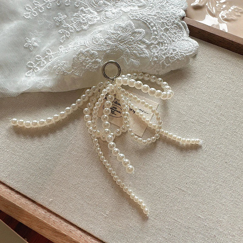 1PC Handmade Shoes Clip Double Layered Pearl Bead Bowknot Charm Shoe Buckle Decoration Bag Pendant Bow Key Chain Accessories