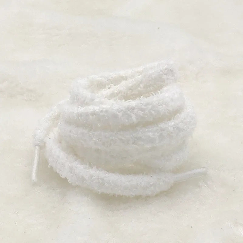 0.8cm width 1 Pair Cute Plush Sneakers Shoelaces Men Women High-top Casual Canvas  White Flat Shoes Laces Strings Accessories