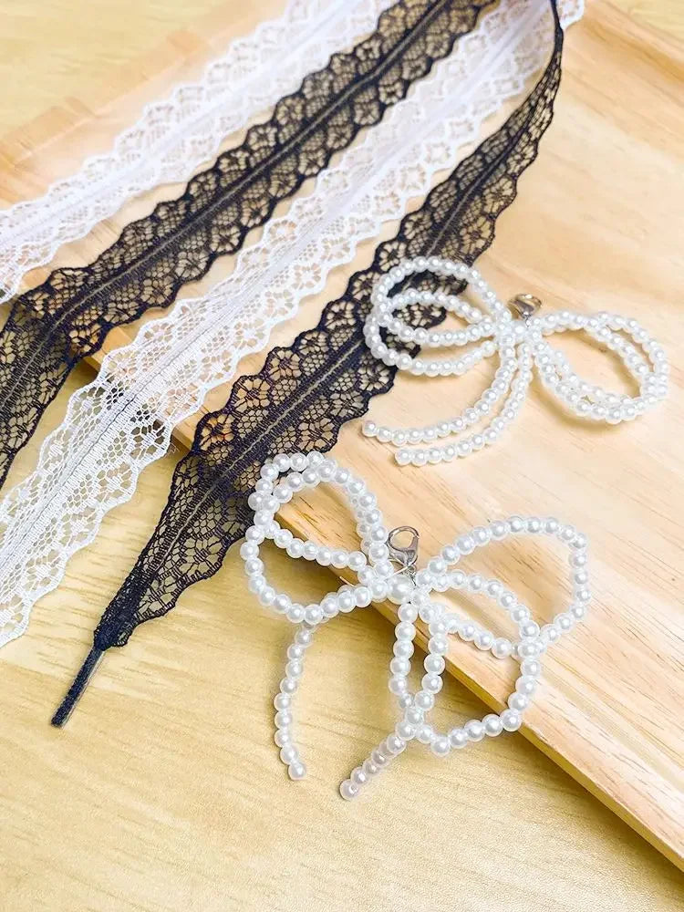 Fancy Lace 2.9CM Width Flat Shoelace for Sneakers Shoelaces for Women Casual Shoes Black White Shoe Laces Accessorices