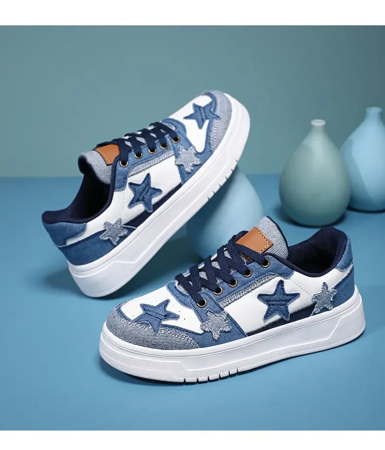 Men's Sneakers Fashion Star Skate Shoes Punk Hip Hop Style Student Sports 2 Summer All-match Non-slip Booster Casual Shoes