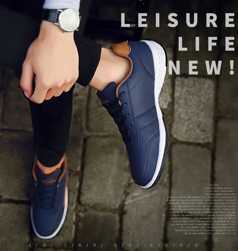 MAEDEF Shoes for Men Leather Sneaker Waterproof Casual Comfortable Men's Sneaker Lace Up Footwear Vulcanized Man Shoe Masculino