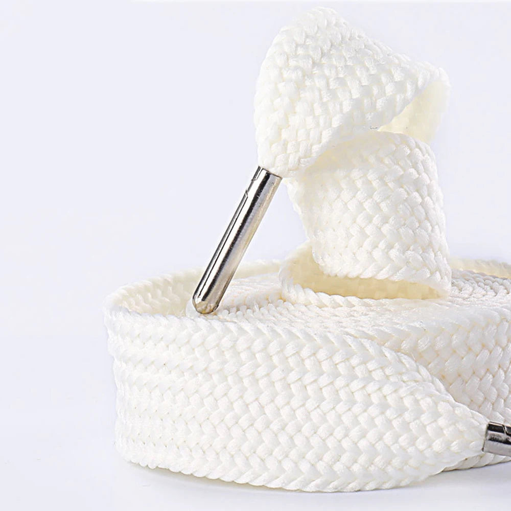 1 Pair Shoelaces Flat Thicken Weave Craft Off 2cm Wide Black White Shoe Laces High-top Sneaker Canvas Shoelace Accessories