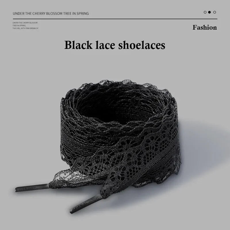 Fancy Lace 2.9CM Width Flat Shoelace for Sneakers Shoelaces for Women Casual Shoes Black White Shoe Laces Accessorices