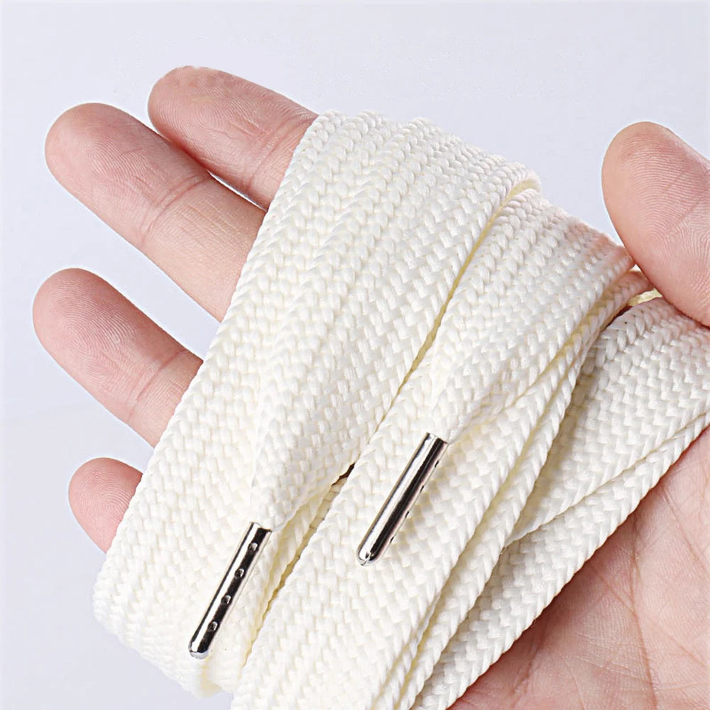 1 Pair Shoelaces Flat Thicken Weave Craft Off 2cm Wide Black White Shoe Laces High-top Sneaker Canvas Shoelace Accessories